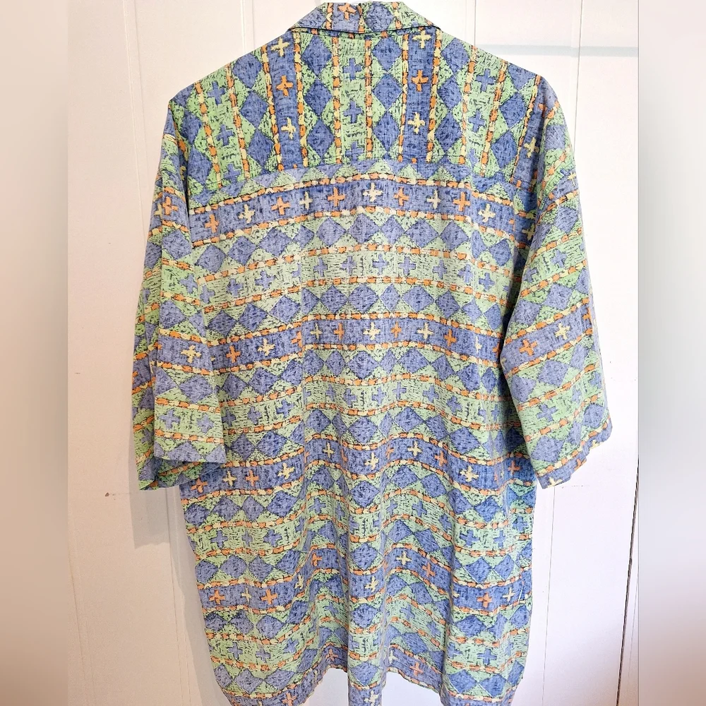 Vintage 90's UNIONBAY Blue Green Lightweight Shirt Size L Very Good Condition - Picture 2 of 3